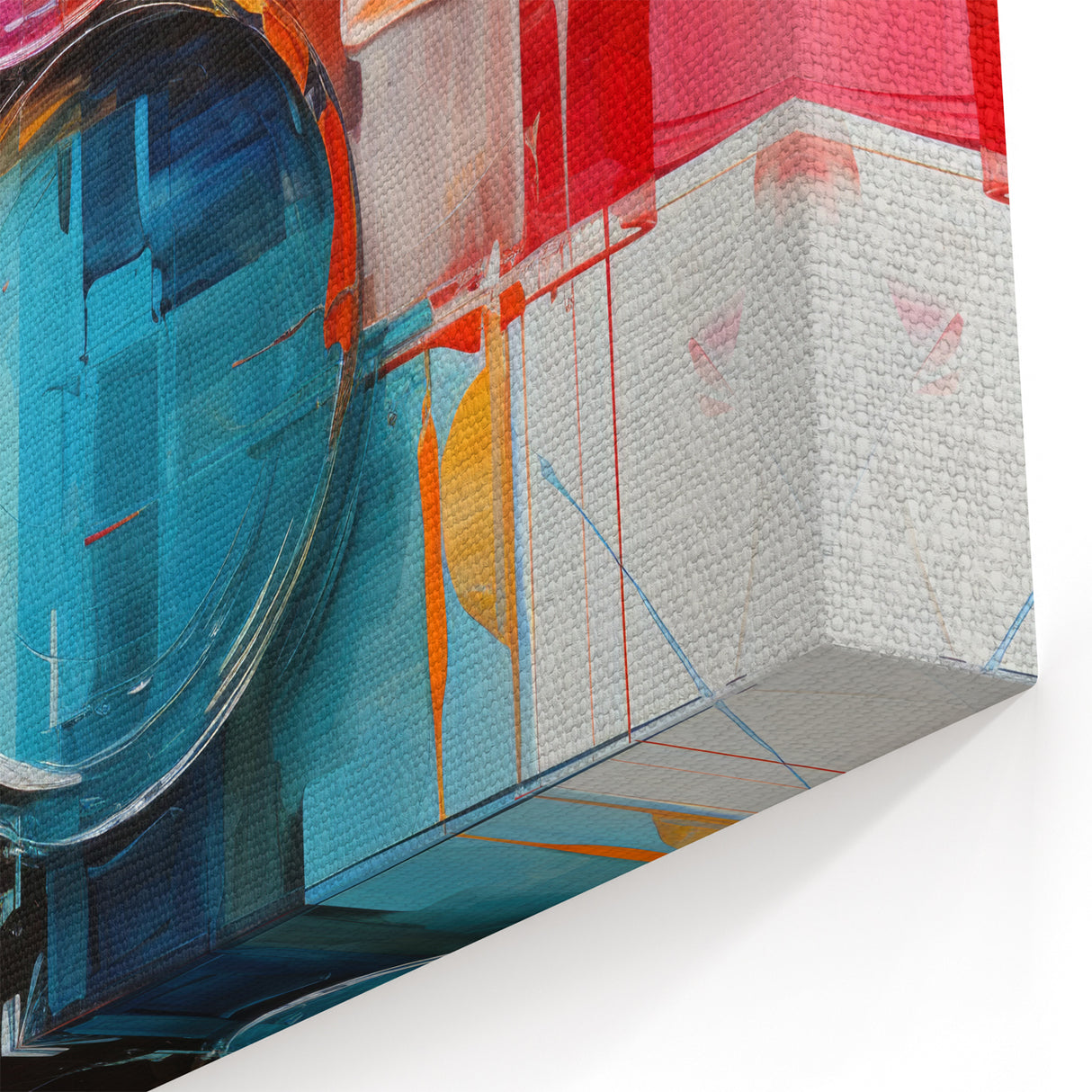 Vibrant Geometric Abstract Art - Colorful Blue and Red Canvas