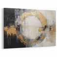 Black, White, and Gold Abstract Circle Art - Urban Chic Canvas Print