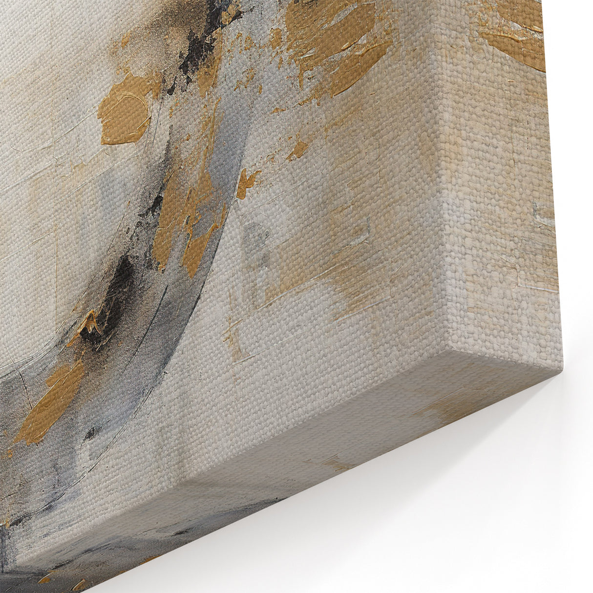 Black, White, and Gold Abstract Circle Art - Urban Chic Canvas Print