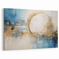 Blue and Gold Abstract Circle Art - Ocean Breeze Coastal Canvas Print