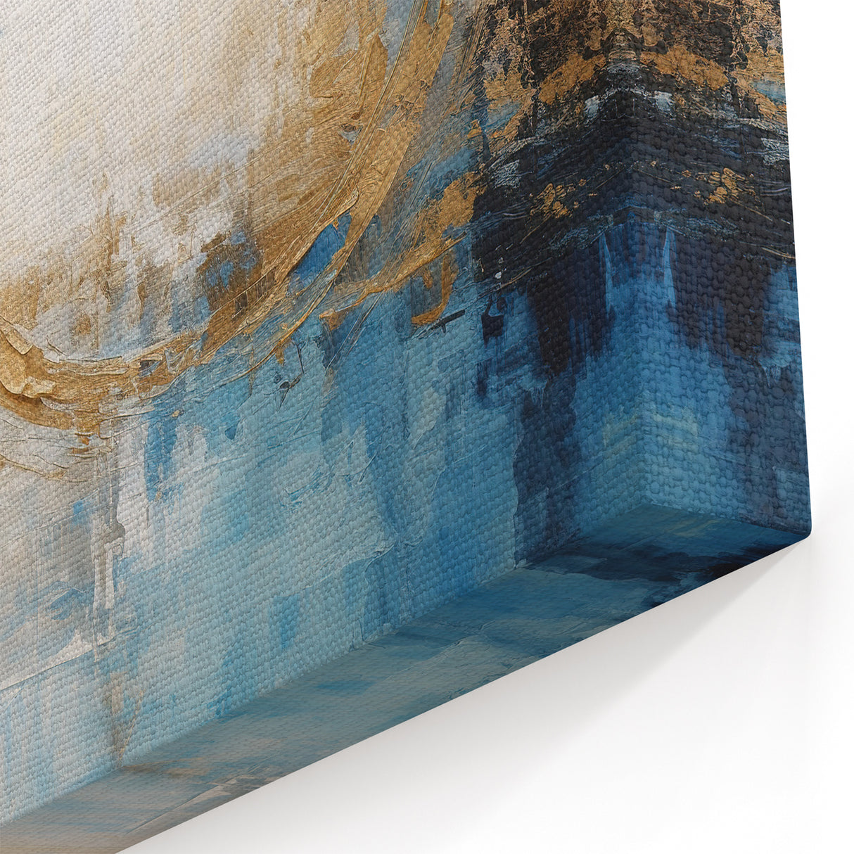 Blue and Gold Abstract Circle Art - Ocean Breeze Coastal Canvas Print