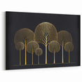 Abstract Floral Art - Elegant Gold Tree Design on Black Canvas