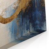 Textured Gold and Blue Circle Art - Coastal Retreat Canvas Print