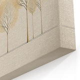 Abstract Floral Art - Minimalist Gold Tree Design on Beige Canvas
