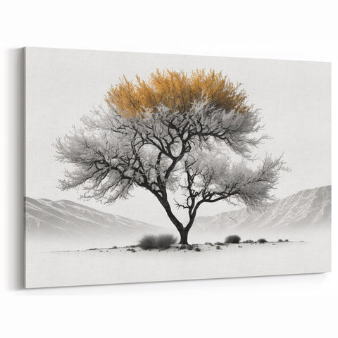 Contemporary Flower Prints - Majestic Tree in Monochrome Landscape