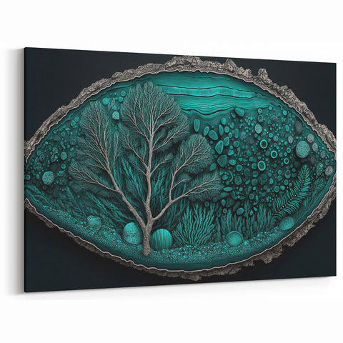 Abstract Botanical Prints - Underwater Forest in Teal and Black
