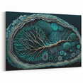Floral Abstract Canvas Art - Oceanic Botanical Patterns in Teal and Beige