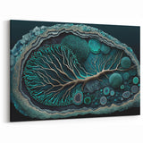 Floral Abstract Canvas Art - Oceanic Botanical Patterns in Teal and Beige