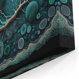 Floral Abstract Canvas Art - Oceanic Botanical Patterns in Teal and Beige