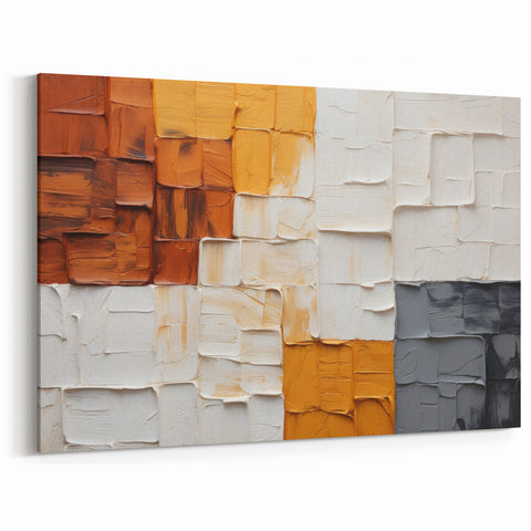 Abstract Texture Blocks Art - Earthy Beige and Gray Modern Canvas