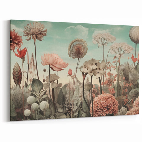 Contemporary Flower Prints - Pastel Wildflowers in Garden Scene