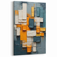 Modern Abstract Blocks Art - Teal, Mustard, and White Canvas