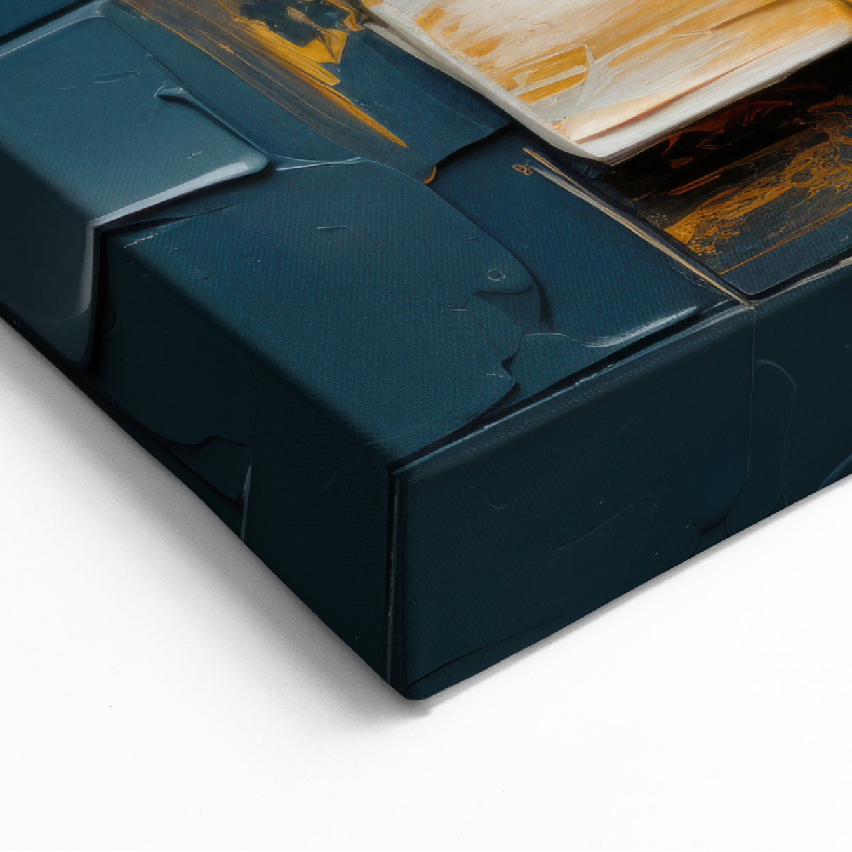 Modern Abstract Blocks Art - Teal, Mustard, and White Canvas