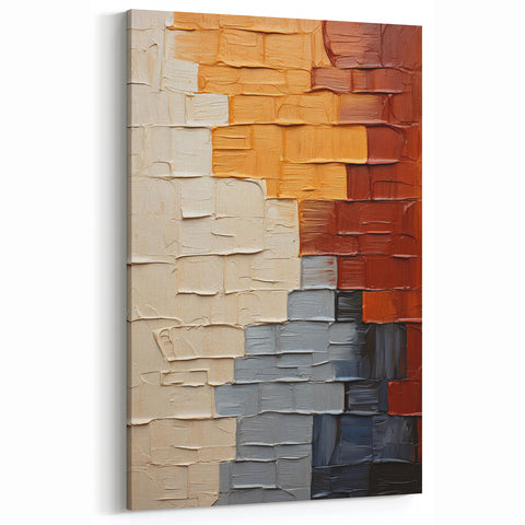 Textured Abstract Blocks Art - Earthy Brown, Beige, and Gray Canvas