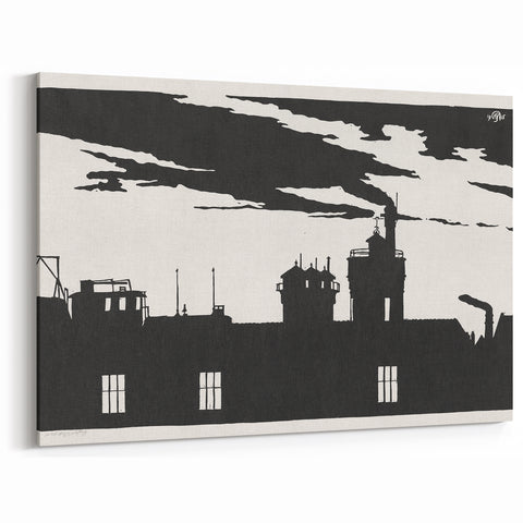 Industrial Silhouette Modern Art - Monochrome Cityscape Wall Decor