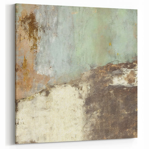 Rustic Abstract Texture Art - Earthy Green and Brown Canvas Design