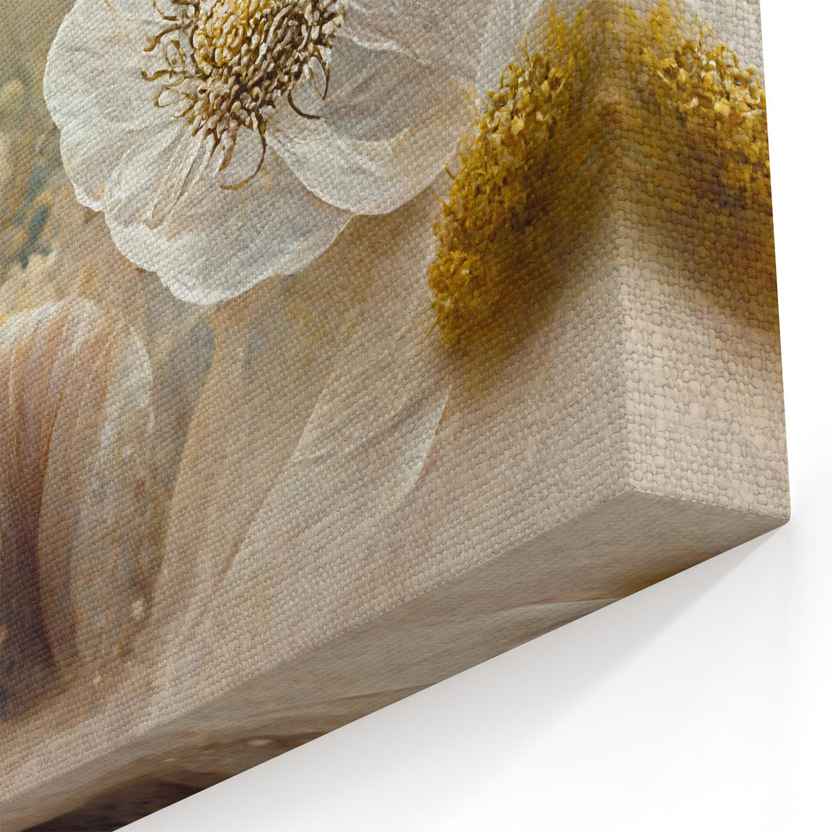 Floral Abstract Canvas - Textured White Blossoms Wall Art
