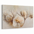 Abstract Floral Wall Art - Neutral Textured Blossoms on Canvas