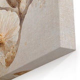 Abstract Floral Wall Art - Neutral Textured Blossoms on Canvas
