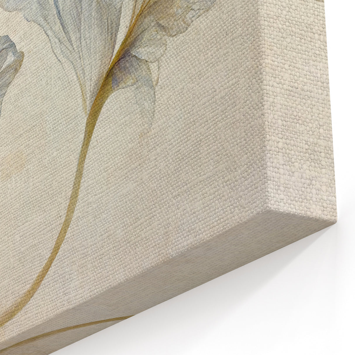 Floral Abstract Canvas Art- Vintage Blue Petals and Beige Tones Art