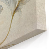 Floral Abstract Canvas Art- Vintage Blue Petals and Beige Tones Art