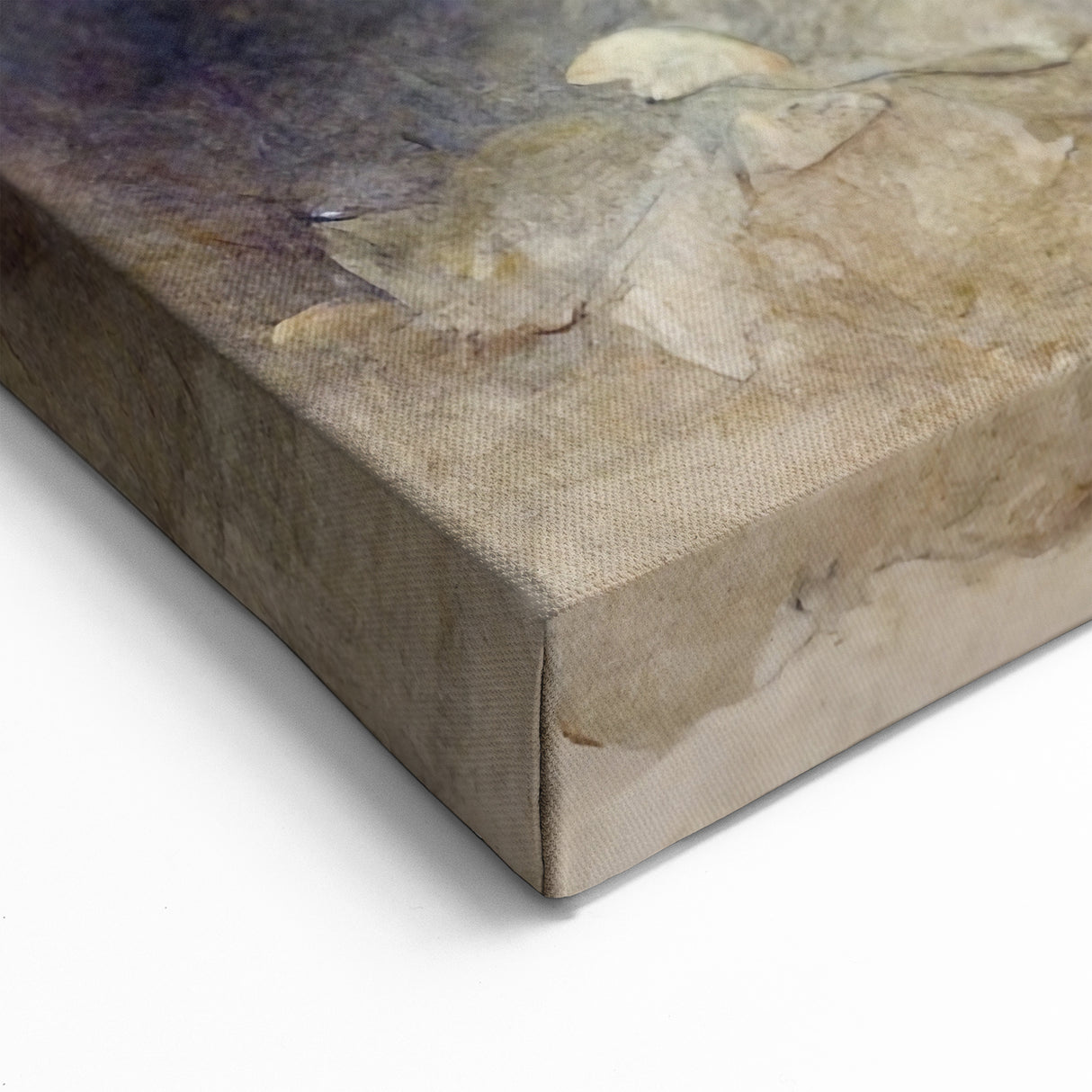 Floral Abstract Canvas Art- Vintage Blue Petals and Beige Tones Art