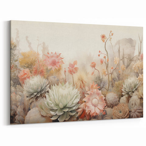 Modern Floral Wall Decor - Vibrant Succulent and Cactus Canvas Art