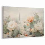 Artistic Flower Designs - Pastel Desert Cactus and Floral Canvas Art