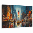 Rainy Night Times Square Wall Art - Abstract NYC Cityscape Canvas Print