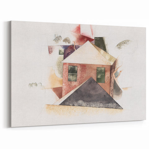 Modern Wall Art - Houses with Red by Charles Demuth - Minimalist Architectural Decor