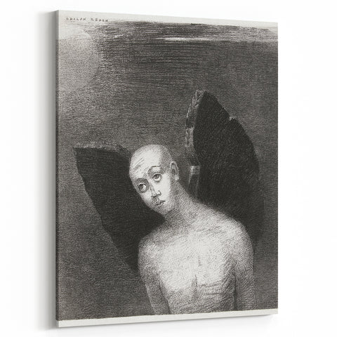 Modern Wall Art - The Fallen Angel by Odilon Redon - Mystical Black & White Decor