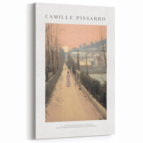 Impressionist Prints - Camille Pissarro Sunset Village Pathway Canvas Art