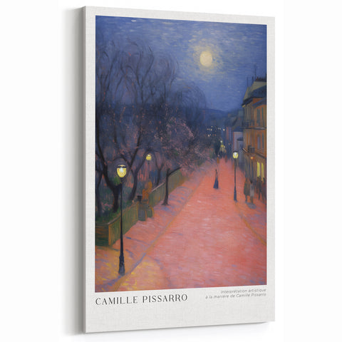 Impressionist Prints - Camille Pissarro Evening Cityscape Canvas Wall Art