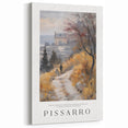 French Landscape Art - Camille Pissarro Misty Path Impressionist Canvas Print