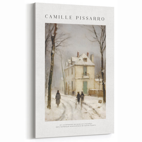 Impressionist Prints - Camille Pissarro Snowy Village Street Canvas Art