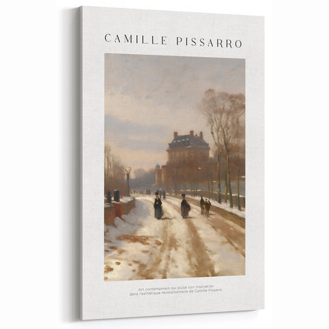 Pissarro Canvas - Snowy City Street in Winter Light Impressionist Art