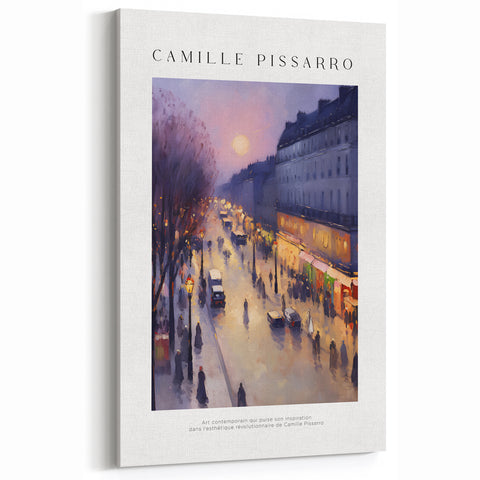 Pissarro Wall Art - Twilight Parisian Street Scene Impressionist Canvas