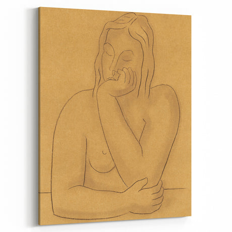 Minimalist Figurative Wall Art - "Seated" by Mikulas Galanda in Warm Tones