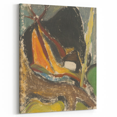 Modern Wall Art: Abstract Mountain Scene – Rustic Earthy Landscape Decor