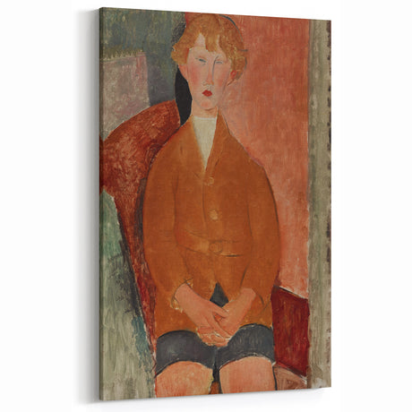 Modern Wall Art: Modigliani's Boy in Earthy Tones – Timeless Portrait Decor