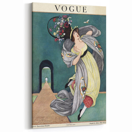Vintage Vogue Illustration - Floral Hat 1918 Fashion Art Print