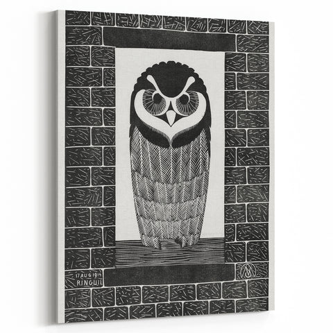Modern Wall Art: Bold Owl Illustration in Black & White – Minimalist Decor
