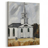 Modern Wall Art: Classic Church Landscape – Elegant Black & White Decor