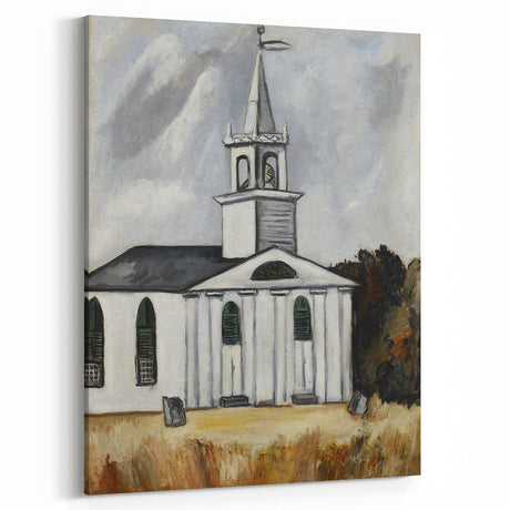 Modern Wall Art: Classic Church Landscape – Elegant Black & White Decor