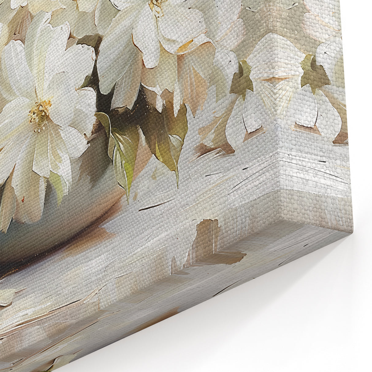 Floral Abstract Canvas Art - Elegant White Flower Arrangement