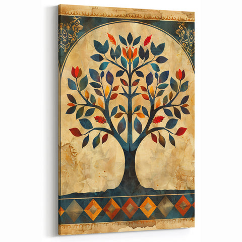 Contemporary Flower Prints - Colorful Tree of Life Canvas Art