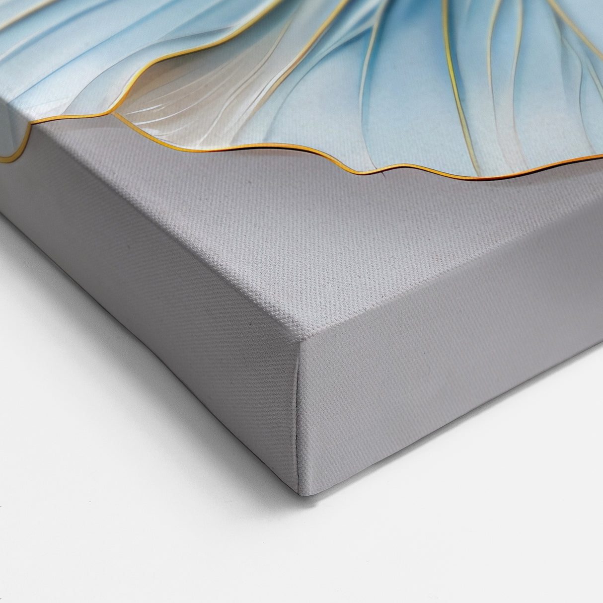 Modern Floral Abstract - Blue and Gold Leaf Canvas Art