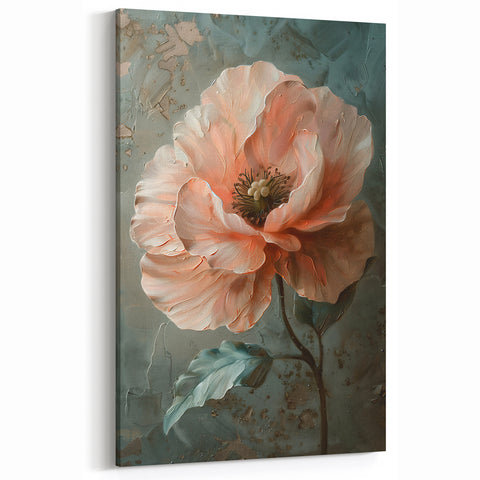 Colorful Abstract Florals - Elegant Peach Flower Canvas Art