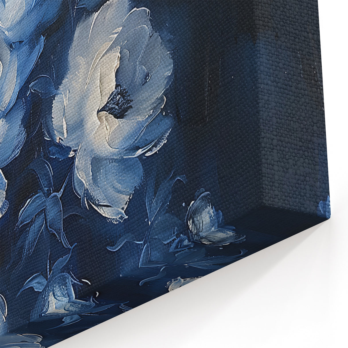 Abstract Botanical Prints - Midnight Blue Floral Canvas Art