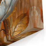 Abstract Floral Art - Modern White Flower on Gold Canvas